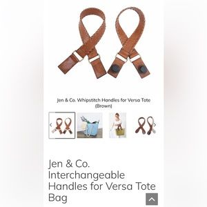 Versa Tote Interchangeable Whipstitch Brown Leather Strap - Jen & Co